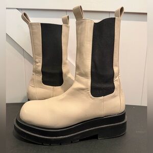 Stylish Beige and Black Women's Boots